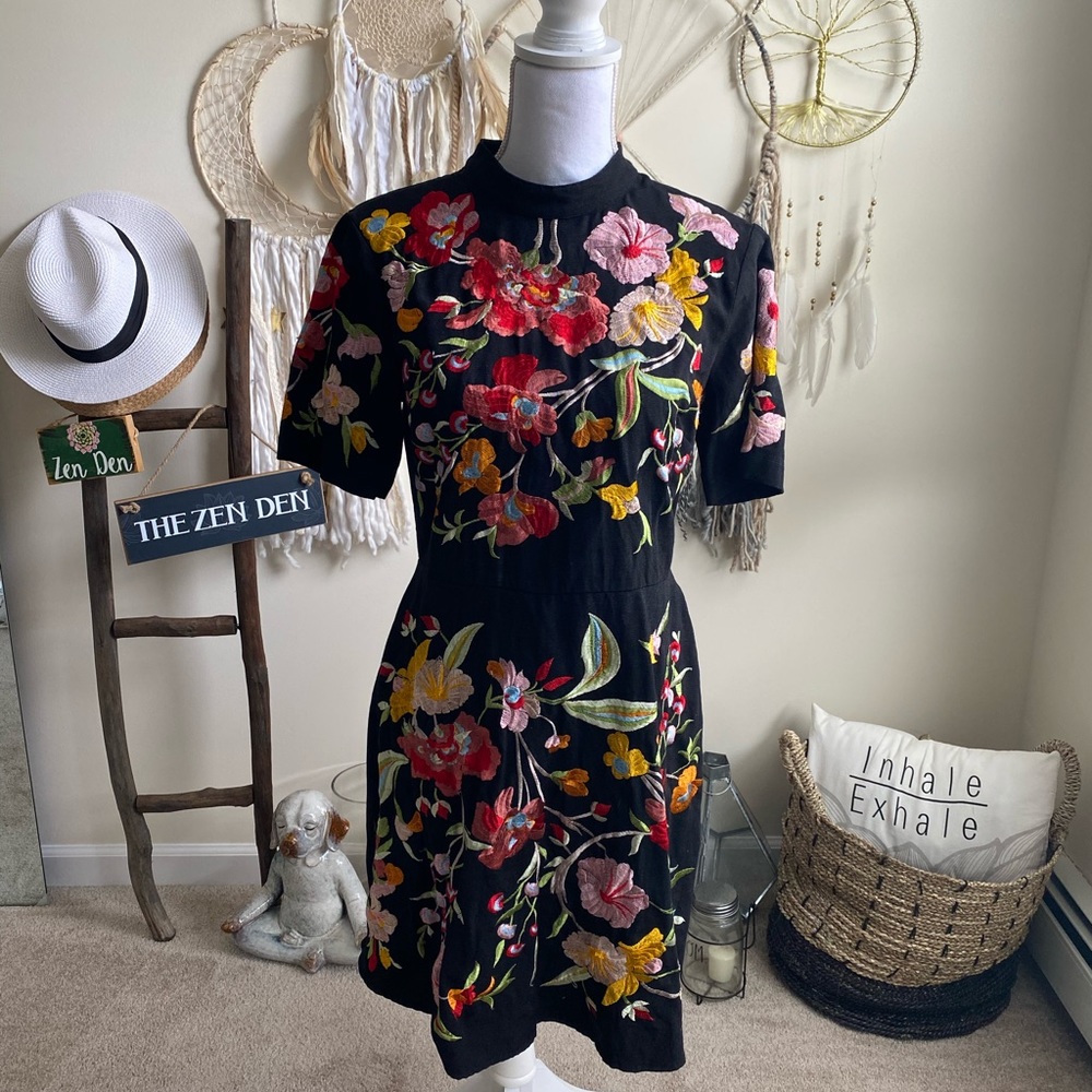 ASOS EMBROIDERED FLORAL MINI DRESS